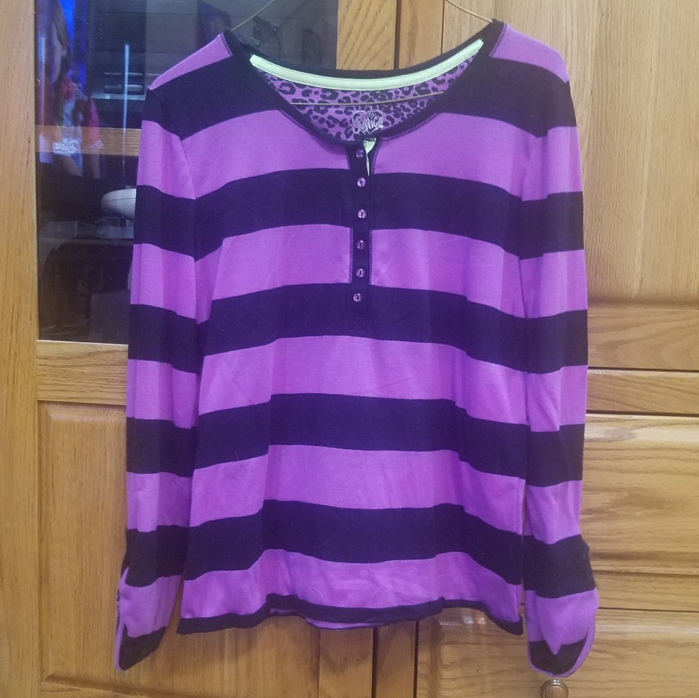 Purple and black striped tee